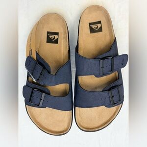 Quiksilver Men’s Embark Deck Double Strap Navy Slide Sandals sz 9
